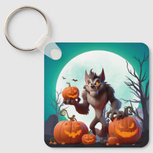 Porte-clés Loup-garou d'Halloween et citrouilles