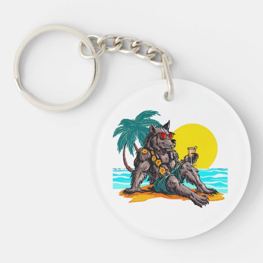 Porte-clés loup-garou en vacances (Devant)