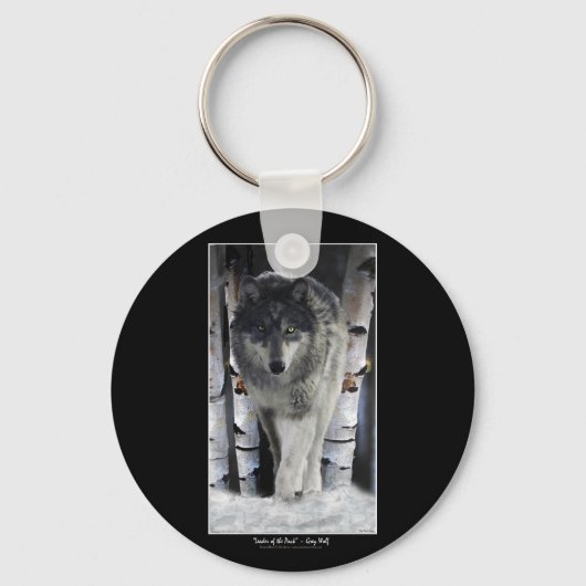 Porte-clés Loup gris et neige de la forêt (Recto)