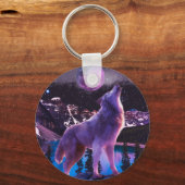 Porte-clés Loup gris hurlant dans la forêt (Recto)