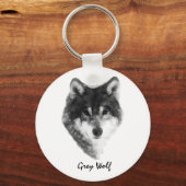 Porte-clés Loup gris impressionnant (Recto)