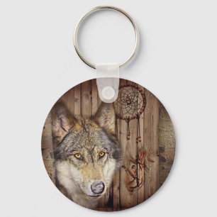 Porte-clés Loup indien indigène de receveur rêveur occident