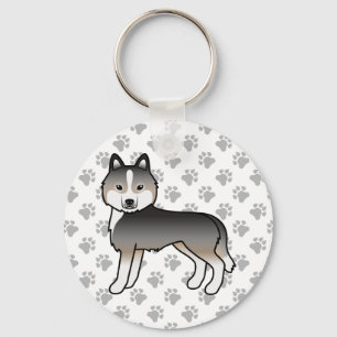 Porte-clés Loup Léger Gris Husky Sibérien Chien de Dessin Ani