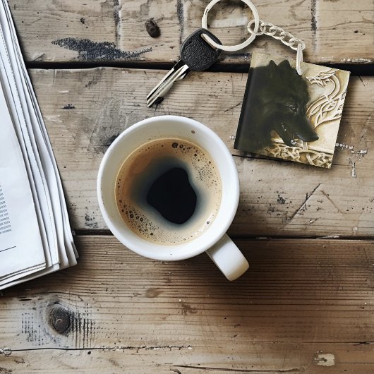 Porte-clés Loup noir celtique