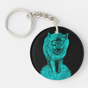 Porte-clés Loup noir en colère dans la nuit