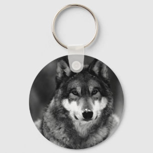 Porte-clés Loup noir et blanc