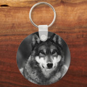 Porte-clés Loup noir et blanc (Recto)