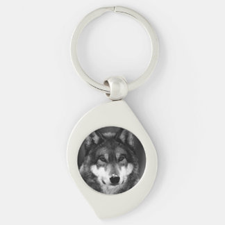 Porte-clés Loup noir et blanc
