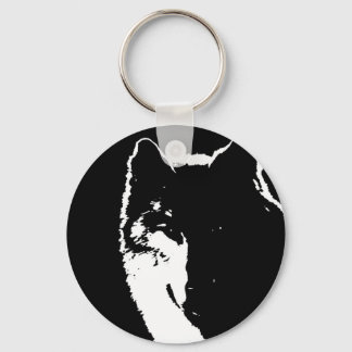 Porte-clés Loup noir et blanc