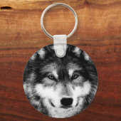 Porte-clés Loup noir et blanc (Recto)