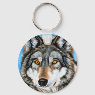Porte-clés Loup peint