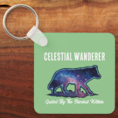 Porte-clés Loup Silhouette de Galaxie Solitaire (Recto)