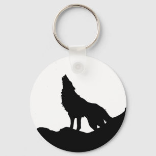 Porte-clés Loup solitaire debout sur une colline