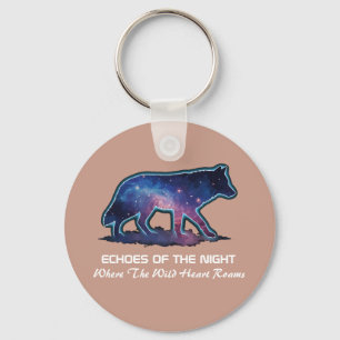 Porte-clés Loup solitaire galaxie silhouette (Échos de la nui