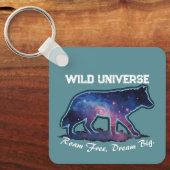 Porte-clés Loup solitaire galaxie silhouette (univers sauvage (Recto)