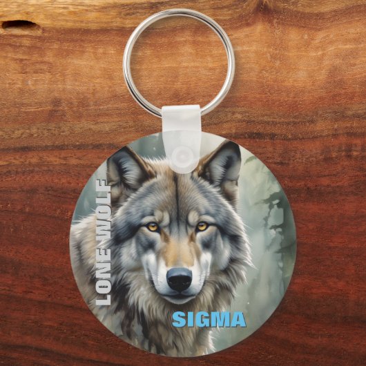 Porte-clés Loup solitaire masculin de Sigma (Recto)