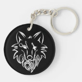 Porte-clés Loup tribal noir et blanc (Dos)