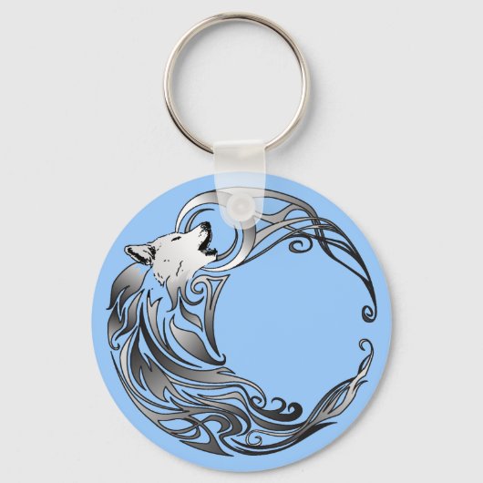 Porte-clés Loup tribal - Ombragé (Recto)