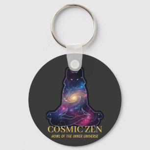 Porte-clés Loup Zen Cosmique Animal Spirituel de la Galaxie
