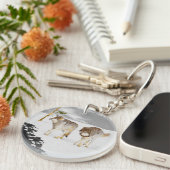 Porte-clés Loups en peinture sur neige - Art original de la f (Devant droit)