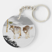 Porte-clés Loups en peinture sur neige - Art original de la f (Dos)