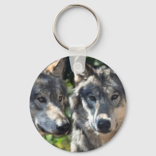 Porte-clés Loups gris en pleine nature