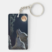 Porte-clés Loups hurlant à la Pleine lune de nuit (Dos)