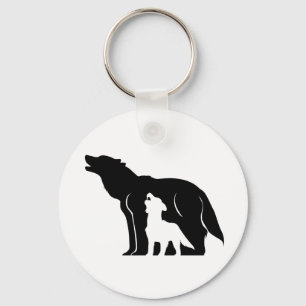 Porte-clés Loups noirs et blancs
