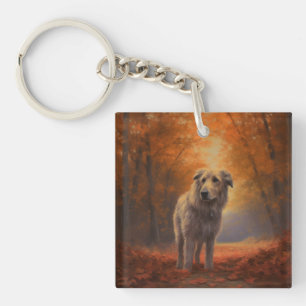 Porte-clés Louveteau dans les feuilles d'automne qui tombent