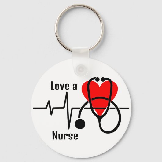 Porte-clés Love a Nurse Coeur & Stethoscope Design (Recto)