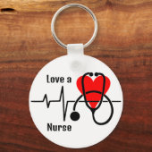 Porte-clés Love a Nurse Coeur & Stethoscope Design (Verso)