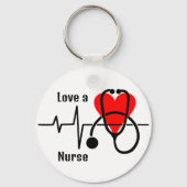 Porte-clés Love a Nurse Coeur & Stethoscope Design (Verso)