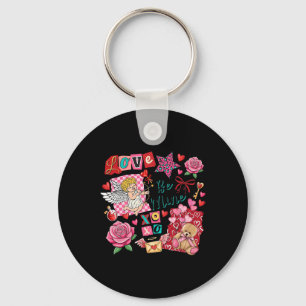 Porte-clés Love Be Mine Xoxo Cupidon Mignon Collage de la Sai