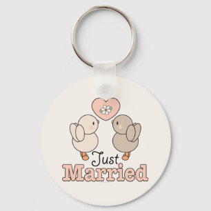 Porte-clés Love Birds Just Married Wedding Keychain