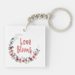 Porte-clés Love Blooms Personnalisée Mariée Groom Mariage Dat