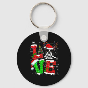 Porte-clés Love Boston Terrier Santa Hat Noël animal de compa