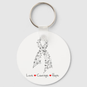Porte-clés Love Courage Hope Papillon - Cerveau Cancer