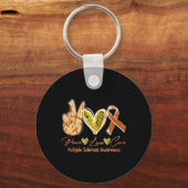 Porte-clés Love Cure Multiple Sclerosis Sensibilisation Orang (Recto)