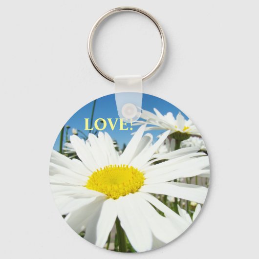 Porte-clés LOVE! Fleurs de marguerite blanches Cie (Recto)