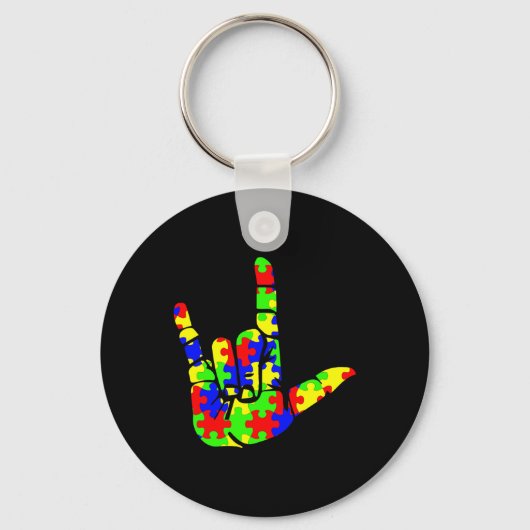 Porte-clés Love Hand Sign Language Puzzle Sensibilisation sur (Recto)