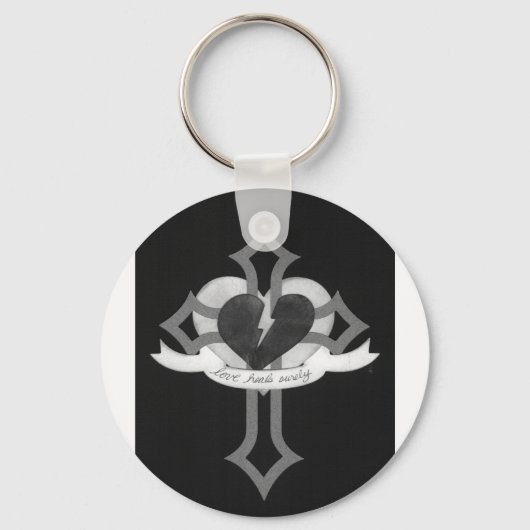 Porte-clés Love Heals - Noir & Blanc (Recto)