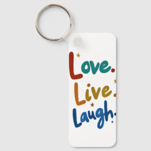 Porte-clés Love, Live, Rire T-shirt rectangle en aluminium