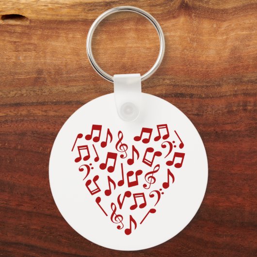 Porte-clés Love Music Heart of Red Music Notes (Recto)