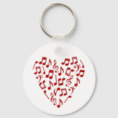 Porte-clés Love Music Heart of Red Music Notes (Verso)