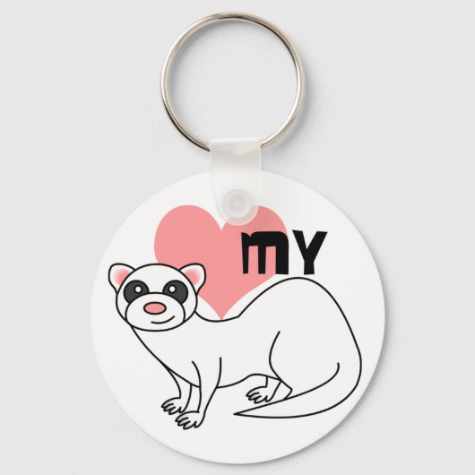 Porte-clés Love My Ferret - Blanc (Recto)