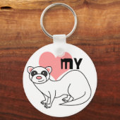 Porte-clés Love My Ferret - Blanc (Recto)