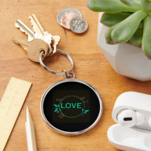 Porte-clés Love Nom Imprimé Élégamment Rond Premium Cool