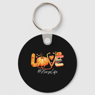 Porte-clés Love Nurse Life Citrouille Automne Automne Thanksg
