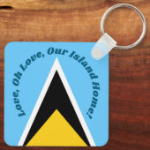 Porte-clés Love Our Island Home | Hymne Drapeau Sainte-Lucie (Verso)