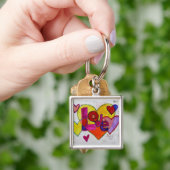 Porte-clés Love Patchwork Hearts Parties scintillant Peinture (main)